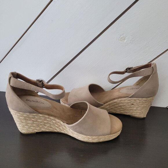 NEW Style & Co. Seleeneyf Womens 8.5M Light Taupe Platform Wedge Sandals - Picture 5 of 11